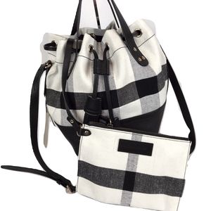 NWT BURBERRY GRAINY CANVAS CHECK SMALL HESTON BAG